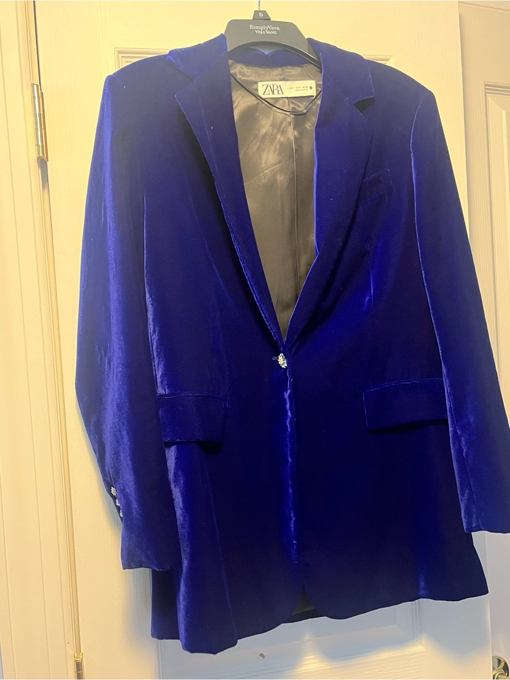Zara Cobalt Blue Velvet Blazer